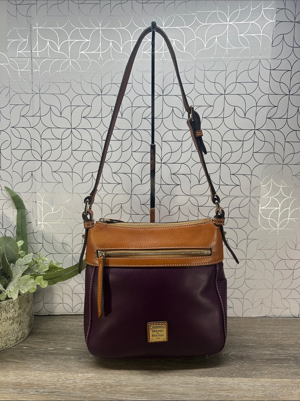 Dooney & Bourke Leather Crossbody Bag with Red Interior